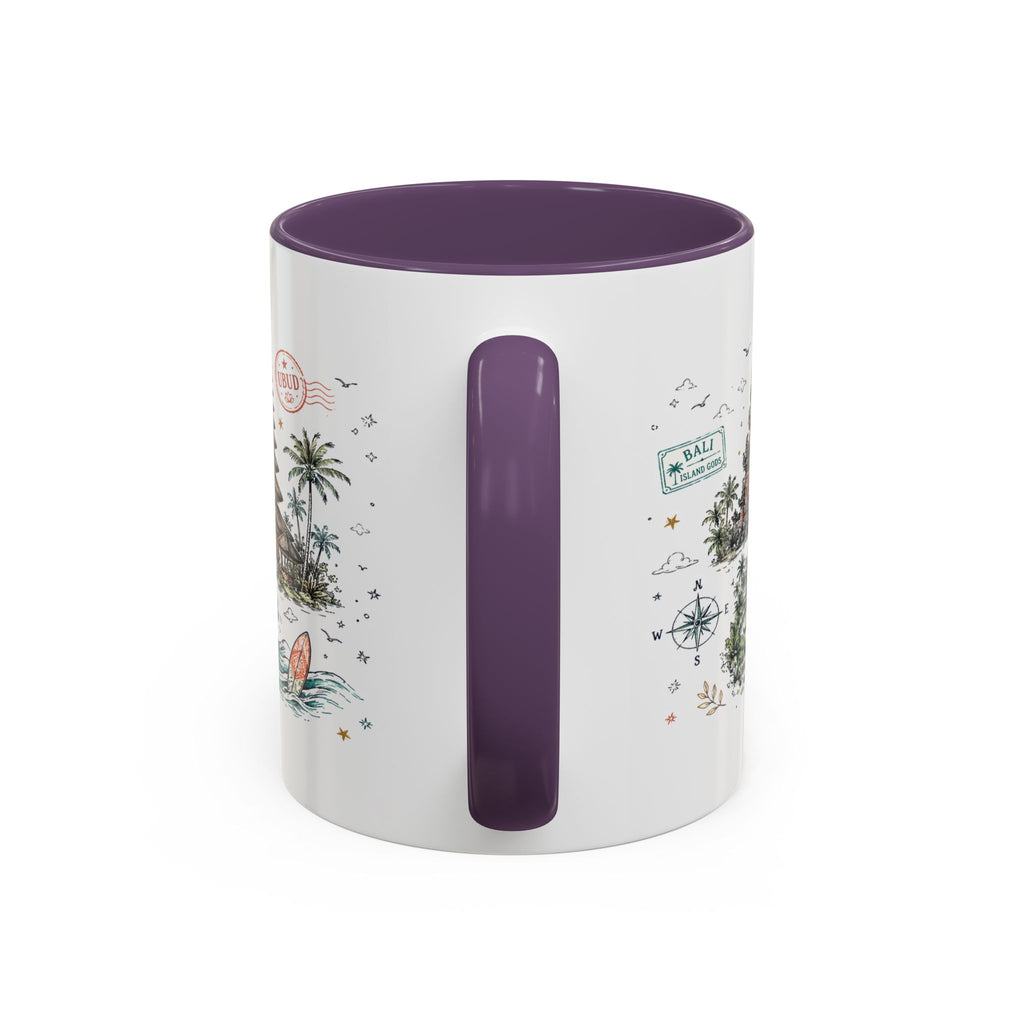 Bali Coffee Mug | Indonesia Souvenir Travel Gift | Accent Color Ceramic 11oz 15oz