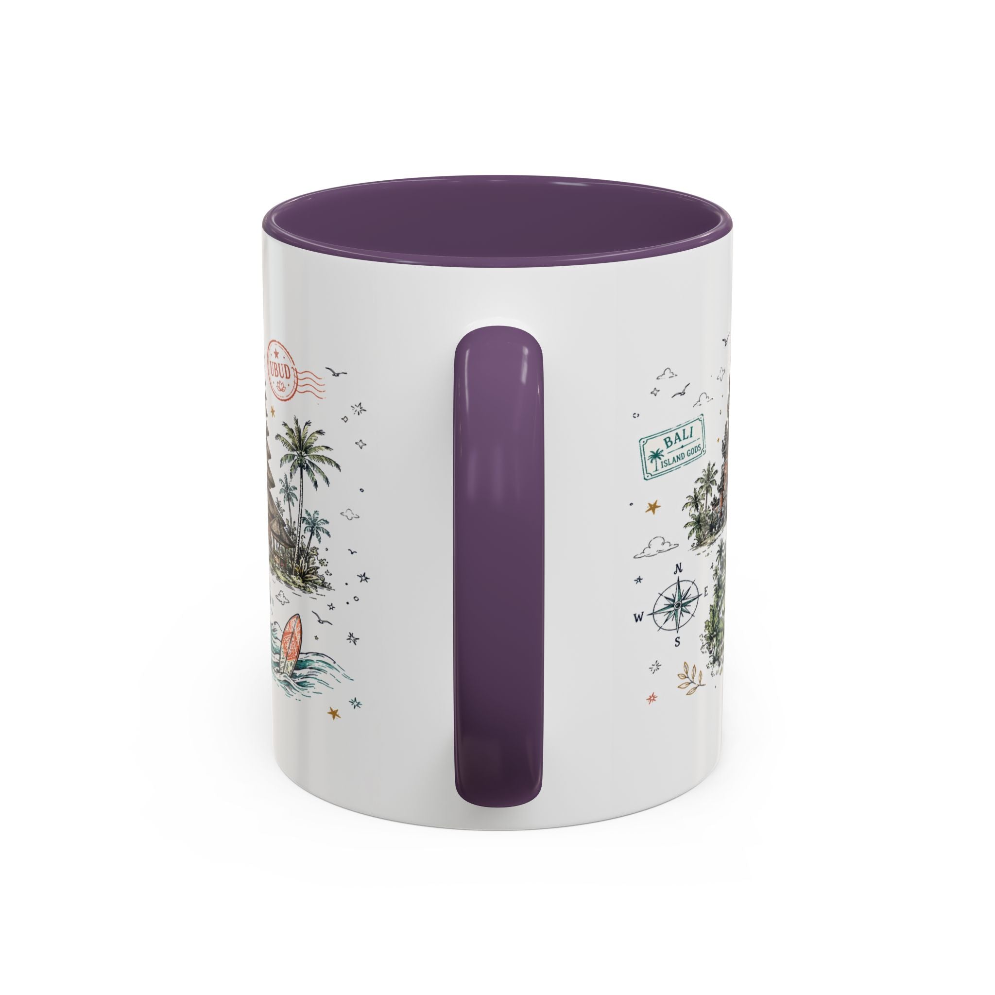 Bali Coffee Mug | Indonesia Souvenir Travel Gift | Accent Color Ceramic 11oz 15oz