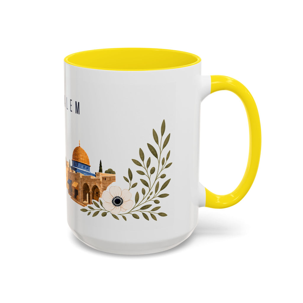 Jerusalem Coffee Mug | Israel Travel Souvenir | Porcelain Decal City Gift | 11oz 15oz Accent Mug