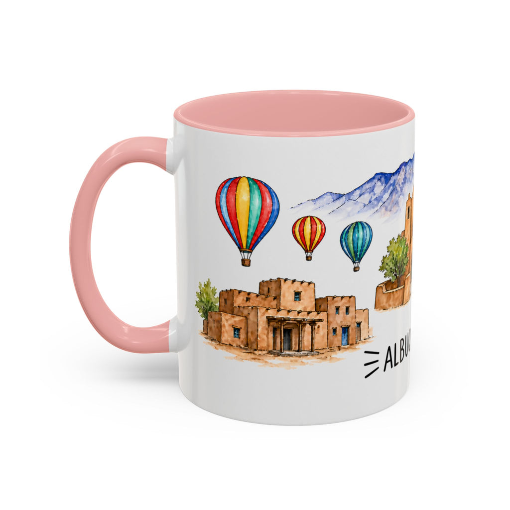Albuquerque Illustrated Travel Mug | City Souvenir Accent Coffee Mug | 11oz 15oz Ceramic Cup