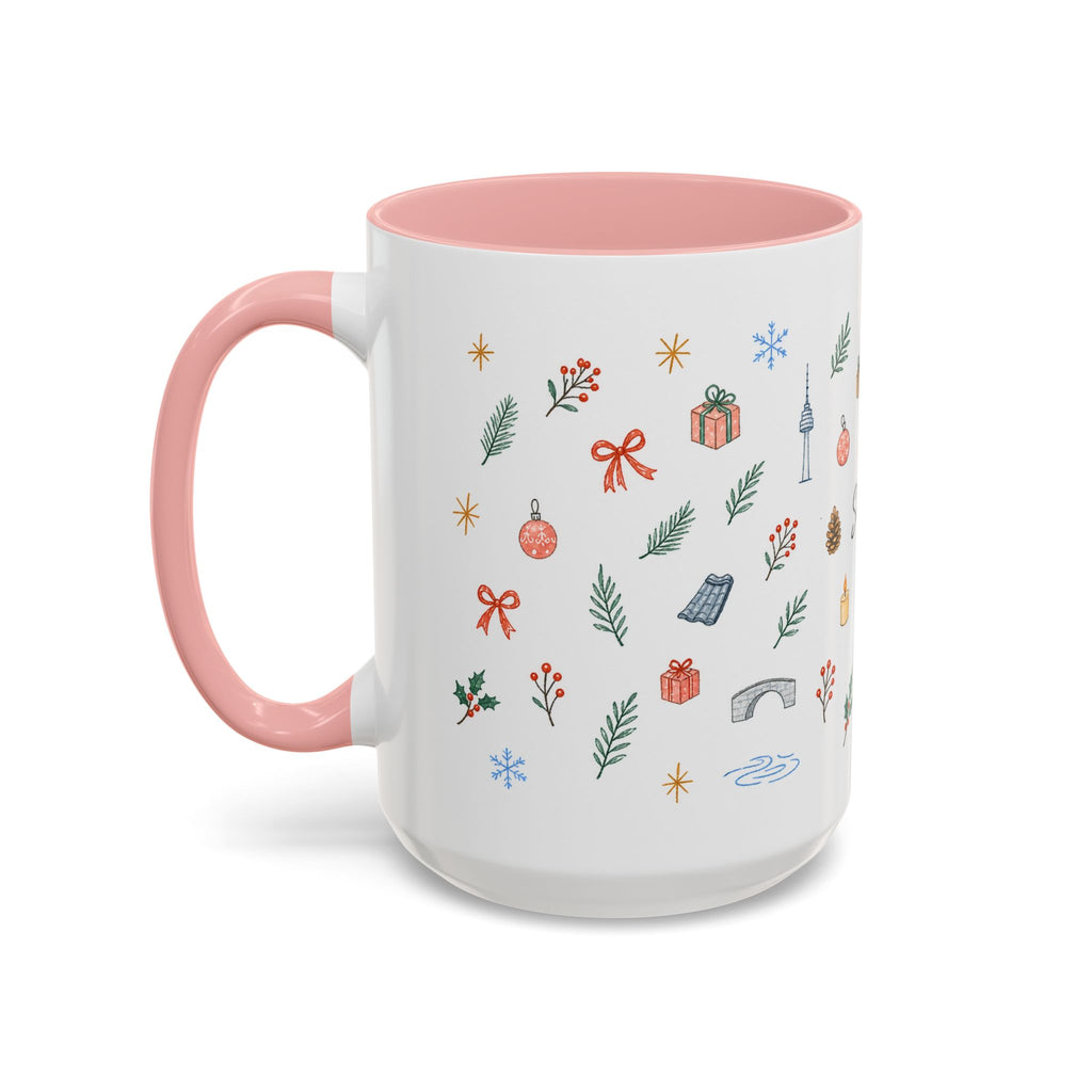 Seoul Christmas Mug | Watercolor Travel Souvenir | Holiday Gift | Accent Ceramic Coffee Cup 11oz 15oz