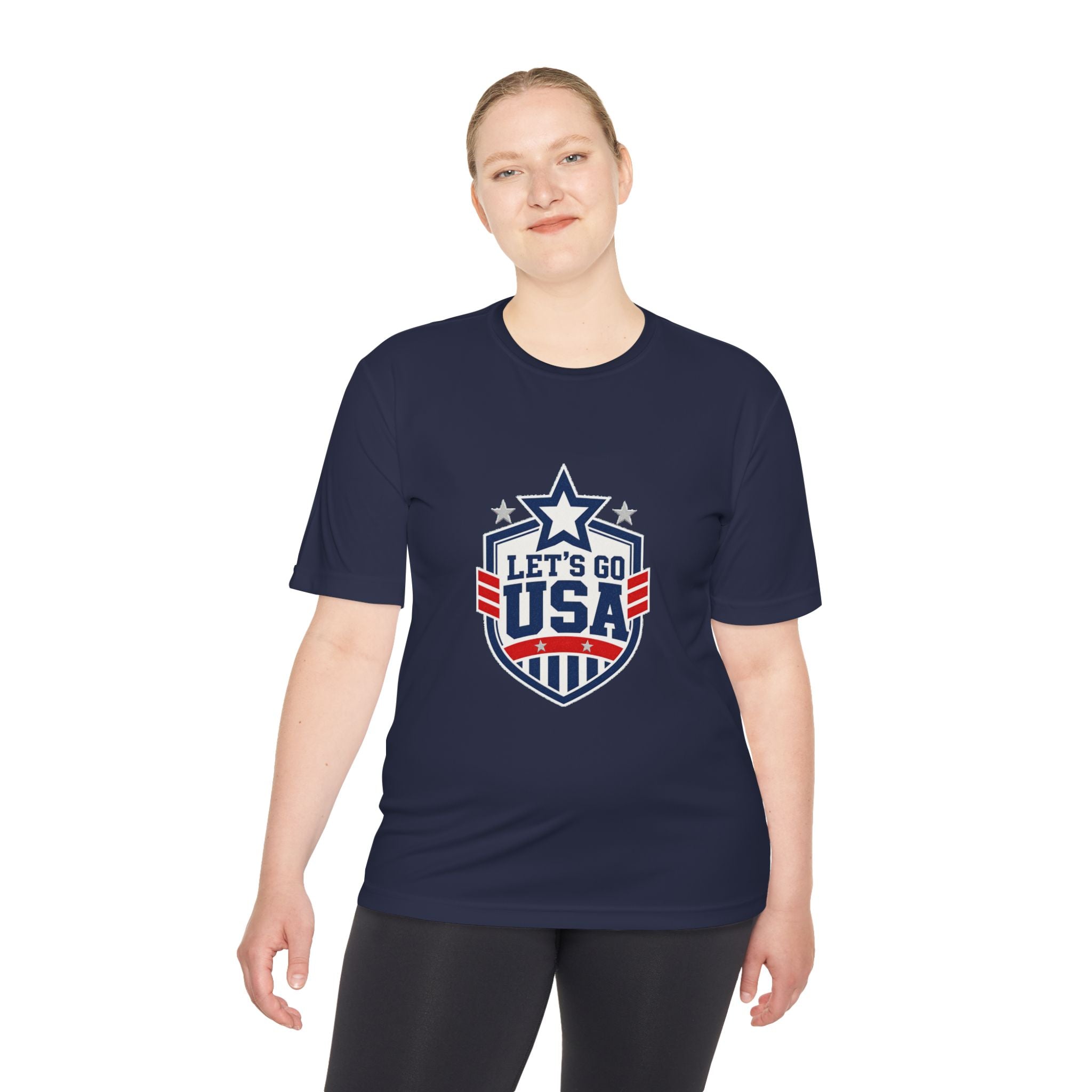 United States Soccer T Shirt, Let's Go USA Fan Tee, Moisture Wicking Sport Shirt