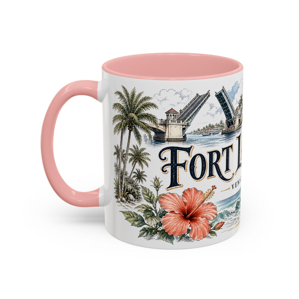Fort Lauderdale Coffee Mug | United States Travel Souvenir | Vintage Illustrated City Gift | 11 oz 15 oz Accent Mug