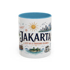 Jakarta Coffee Mug | Indonesia Souvenir Travel Gift | Accent Color Ceramic 11oz 15oz