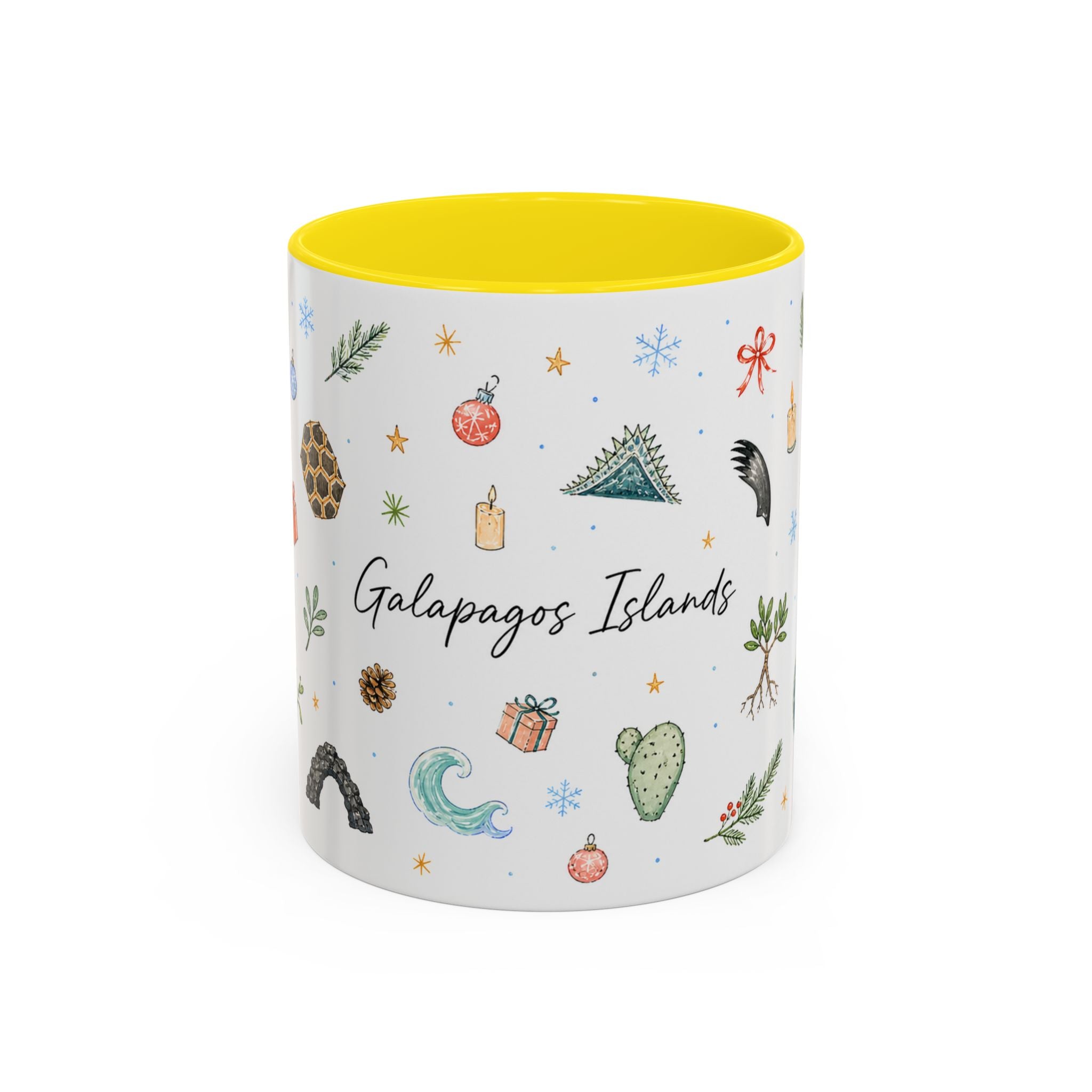Galapagos Islands Christmas Mug | Watercolor Travel Souvenir | Holiday Gift | Accent Ceramic Coffee Cup 11oz 15oz