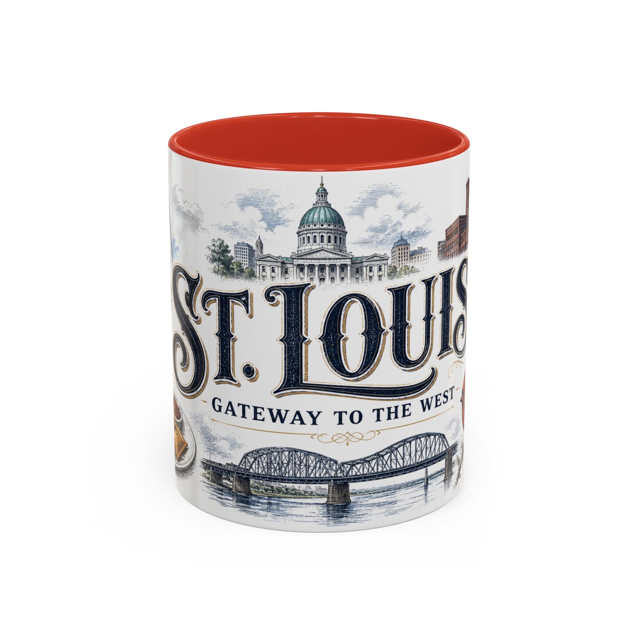 St Louis Coffee Mug | United States Travel Souvenir | Vintage Illustrated City Gift | 11 oz 15 oz Accent Mug