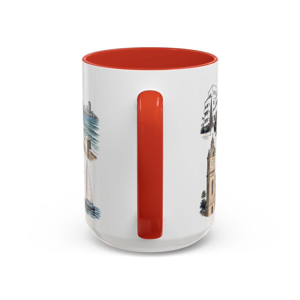 Tel Aviv Coffee Mug | Israel Travel Souvenir | Vintage Illustrated City Gift | 11 oz 15 oz Accent Mug