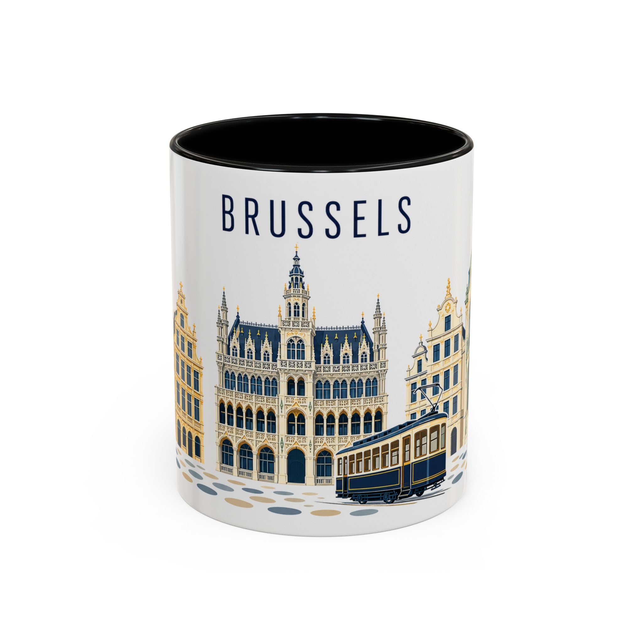 Brussels Coffee Mug | Belgium Travel Souvenir | Porcelain Decal City Gift | 11oz 15oz Accent Mug