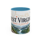 West Virginia State Map Mug | Appalachian Bridge, Rhododendron Accent Coffee Cup
