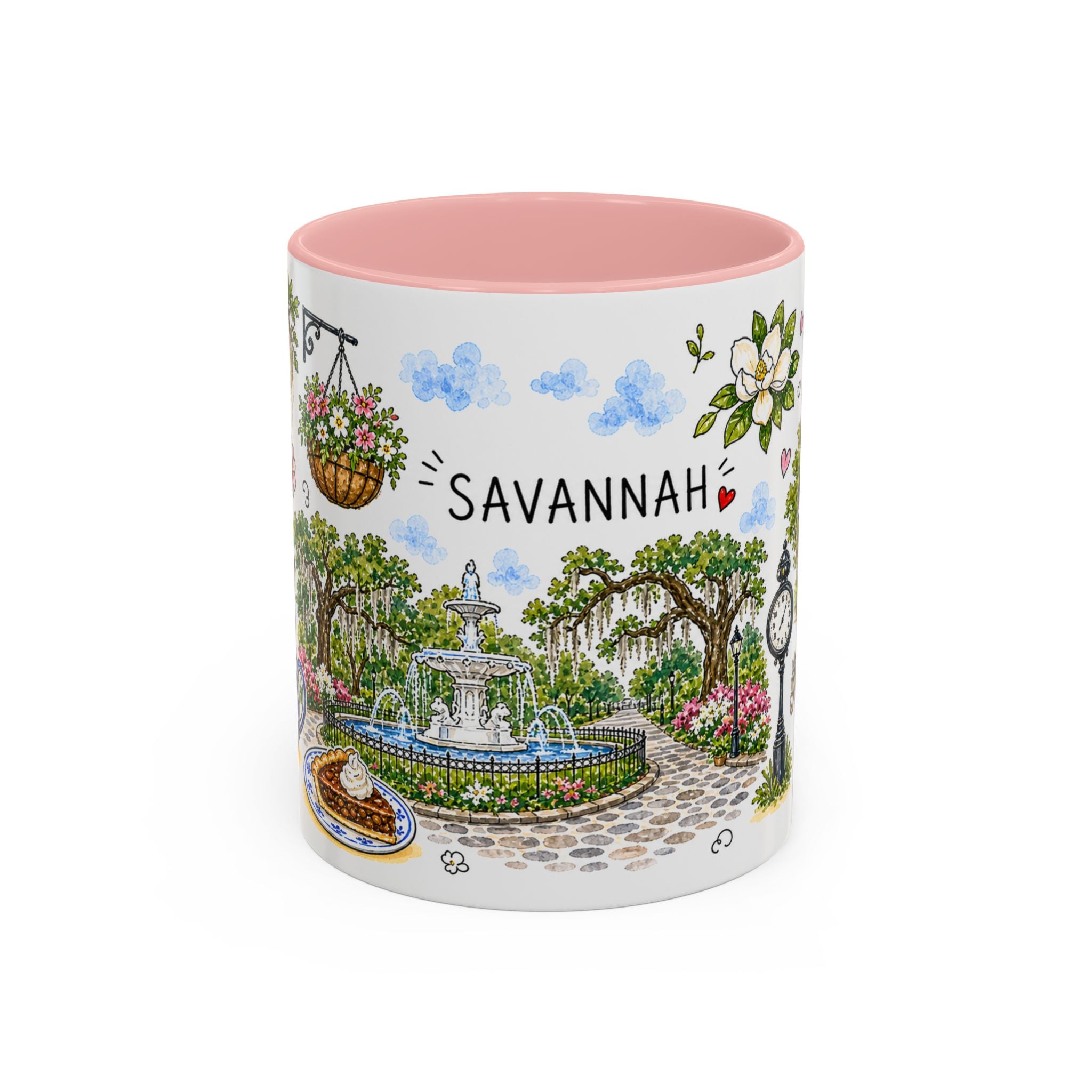 Savannah Illustrated Travel Mug | City Souvenir Accent Coffee Mug | 11oz 15oz Ceramic Cup