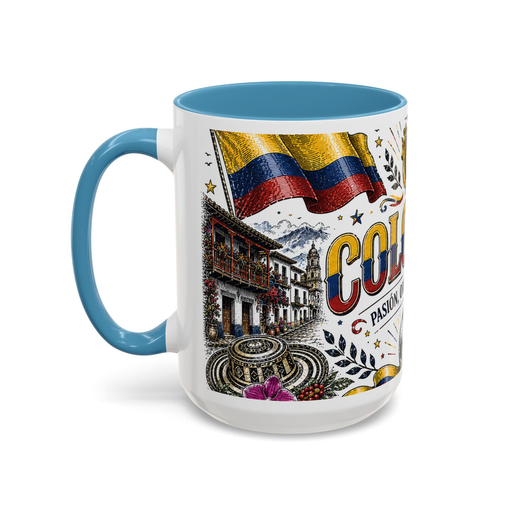 Colombia Soccer Coffee Mug | World Cup Fan Gift | Accent Color Ceramic 11oz 15oz Match Day Cup