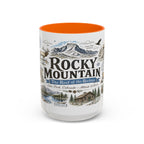 Rocky Mountain Coffee Mug | National Park Hiking Camping Gift | Accent Color Ceramic 11oz 15oz