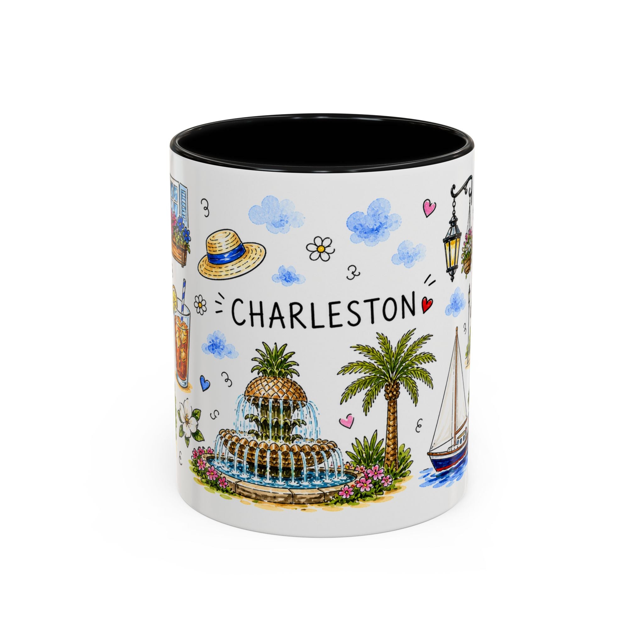 Charleston Illustrated Travel Mug | City Souvenir Accent Coffee Mug | 11oz 15oz Ceramic Cup