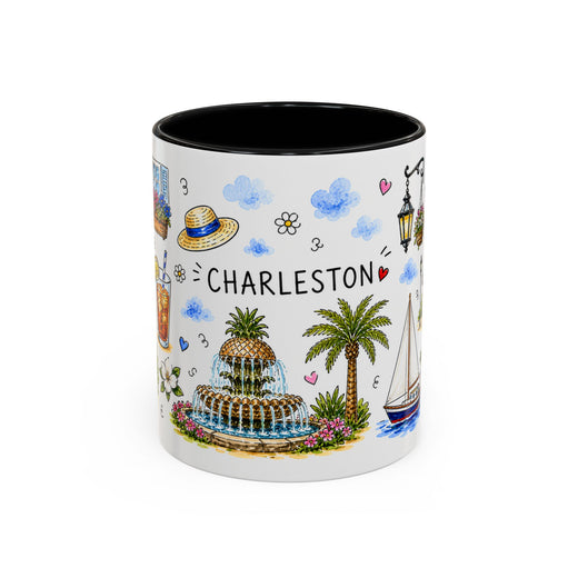 Charleston Illustrated Travel Mug | City Souvenir Accent Coffee Mug | 11oz 15oz Ceramic Cup
