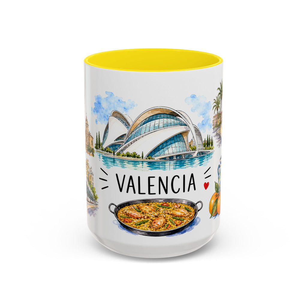 Valencia Illustrated Travel Mug | City Souvenir Accent Coffee Mug | 11oz 15oz Ceramic Cup