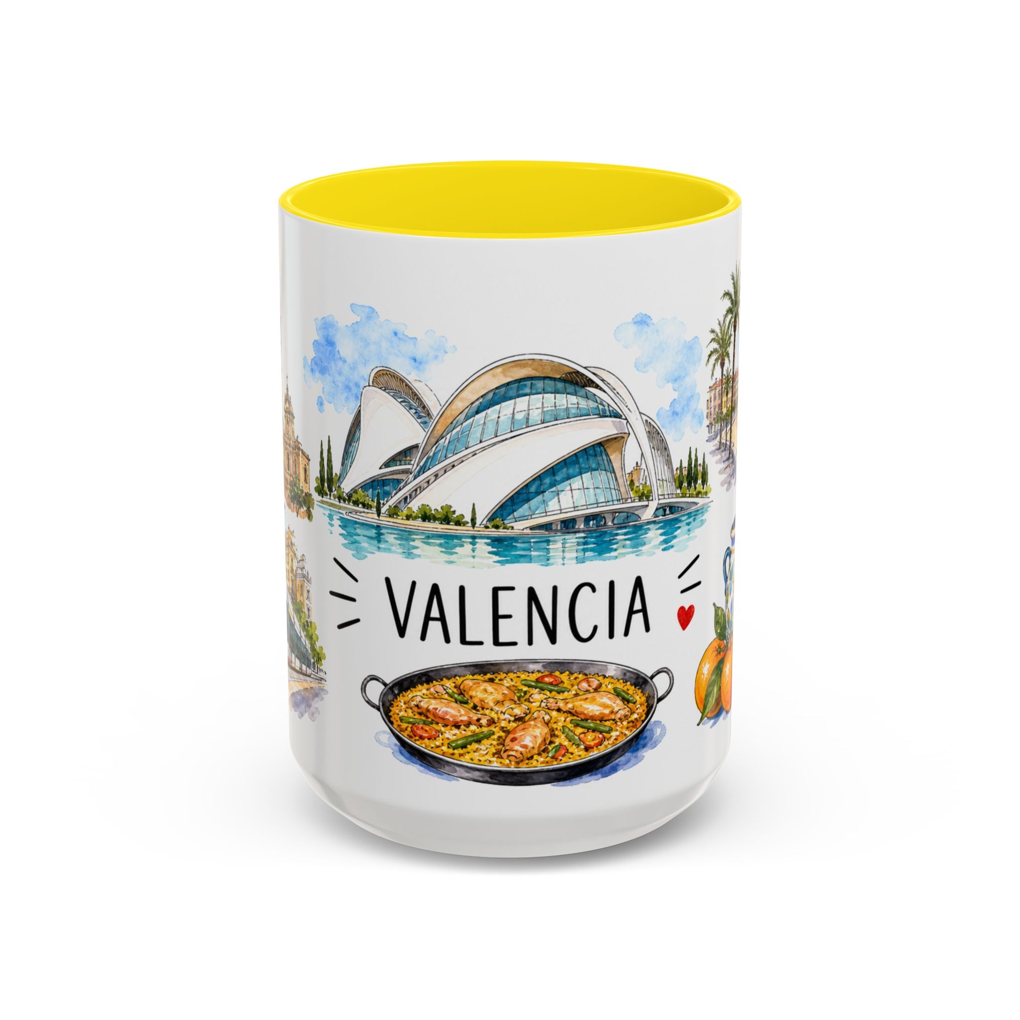 Valencia Illustrated Travel Mug | City Souvenir Accent Coffee Mug | 11oz 15oz Ceramic Cup