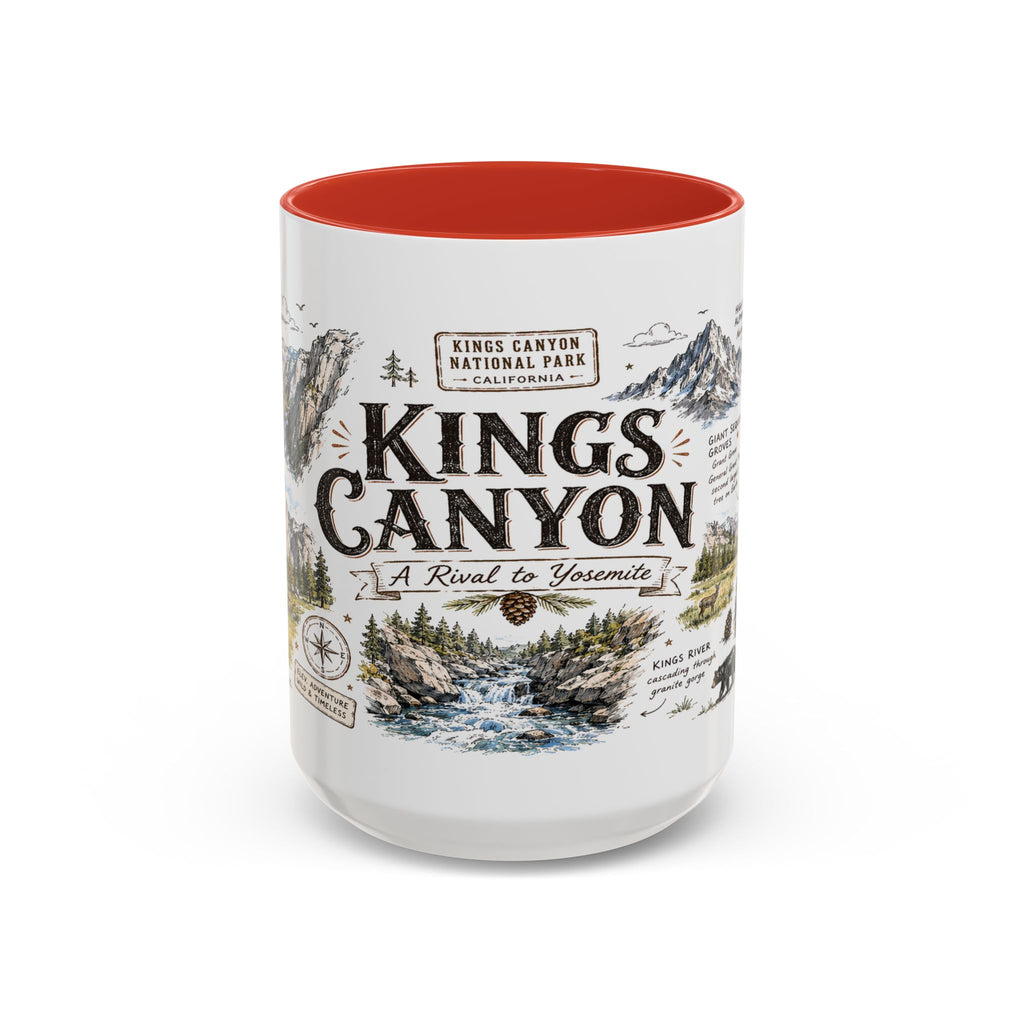 Kings Canyon National Park Coffee Mug | California Sierra Nevada Sequoia Gift | Accent Color Ceramic 11oz 15oz