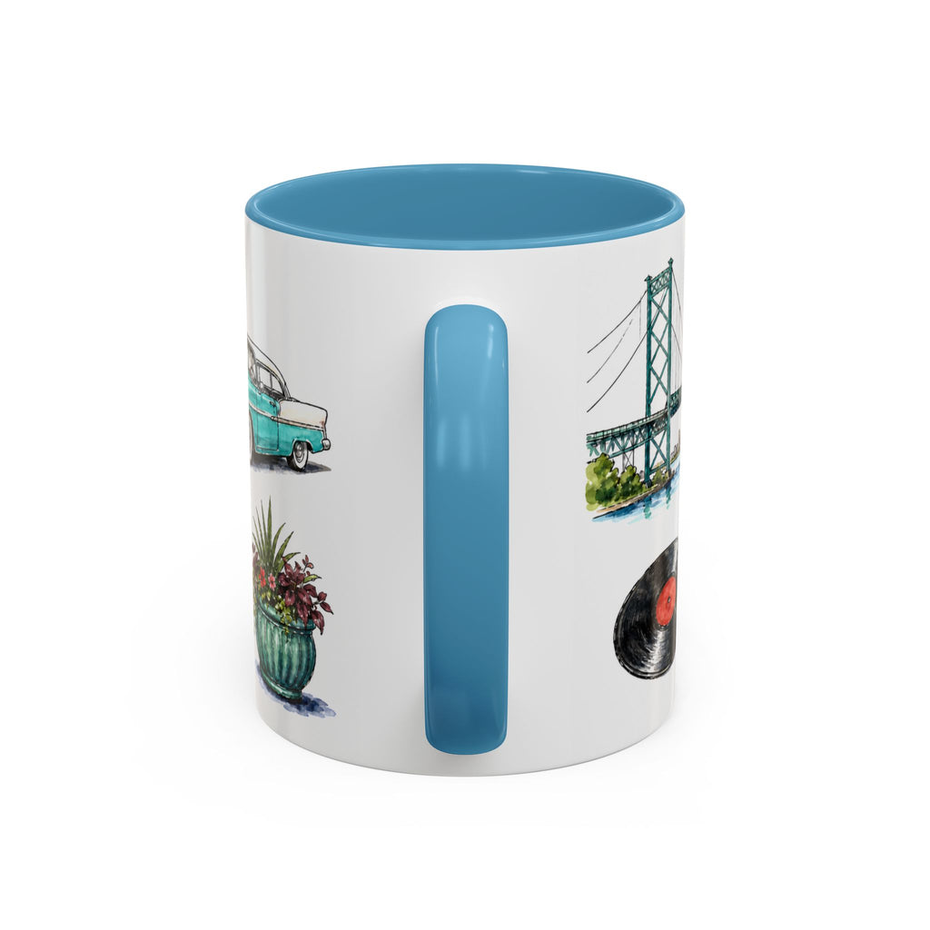 Detroit Illustrated Travel Mug | City Souvenir Accent Coffee Mug | 11oz 15oz Ceramic Cup