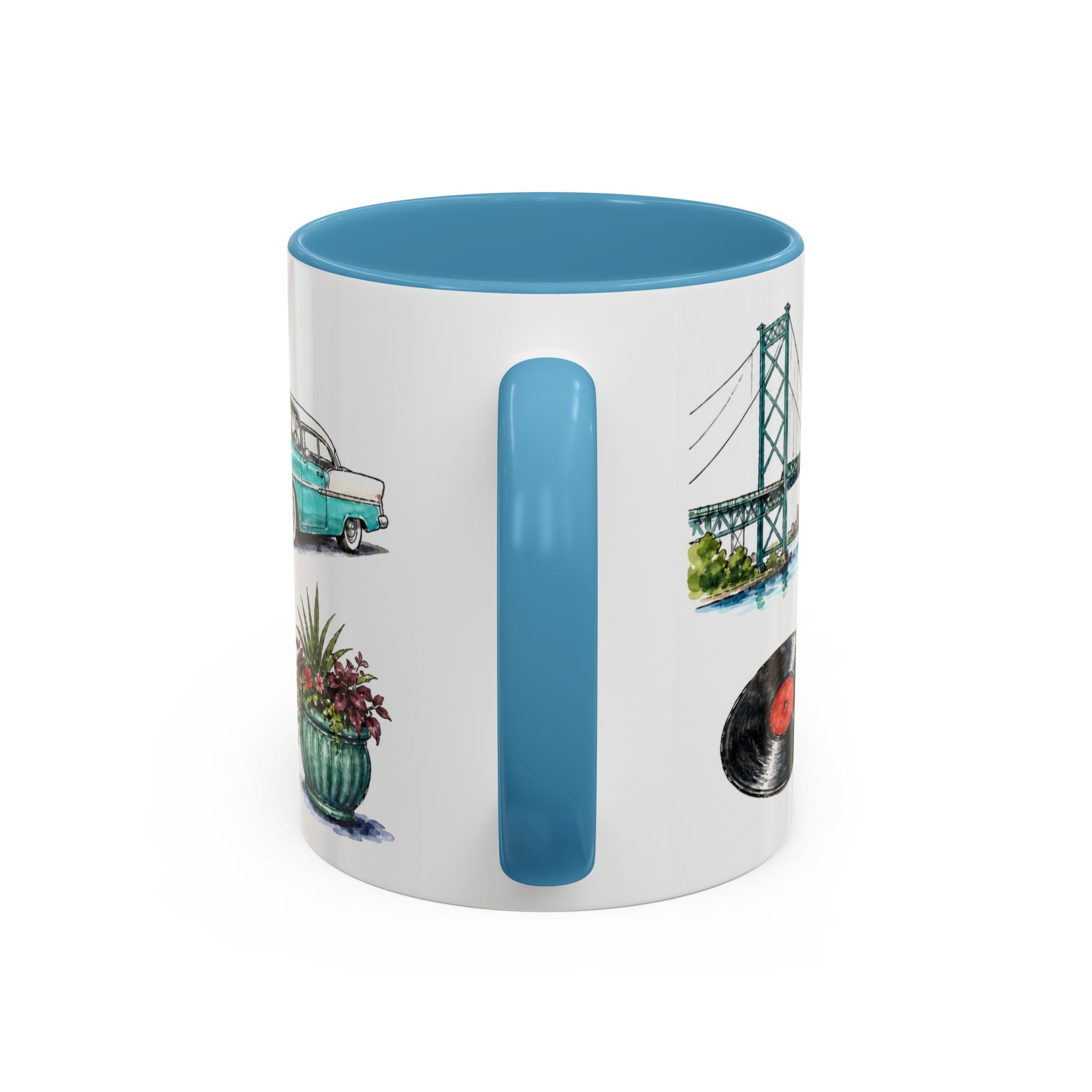 Detroit Illustrated Travel Mug | City Souvenir Accent Coffee Mug | 11oz 15oz Ceramic Cup