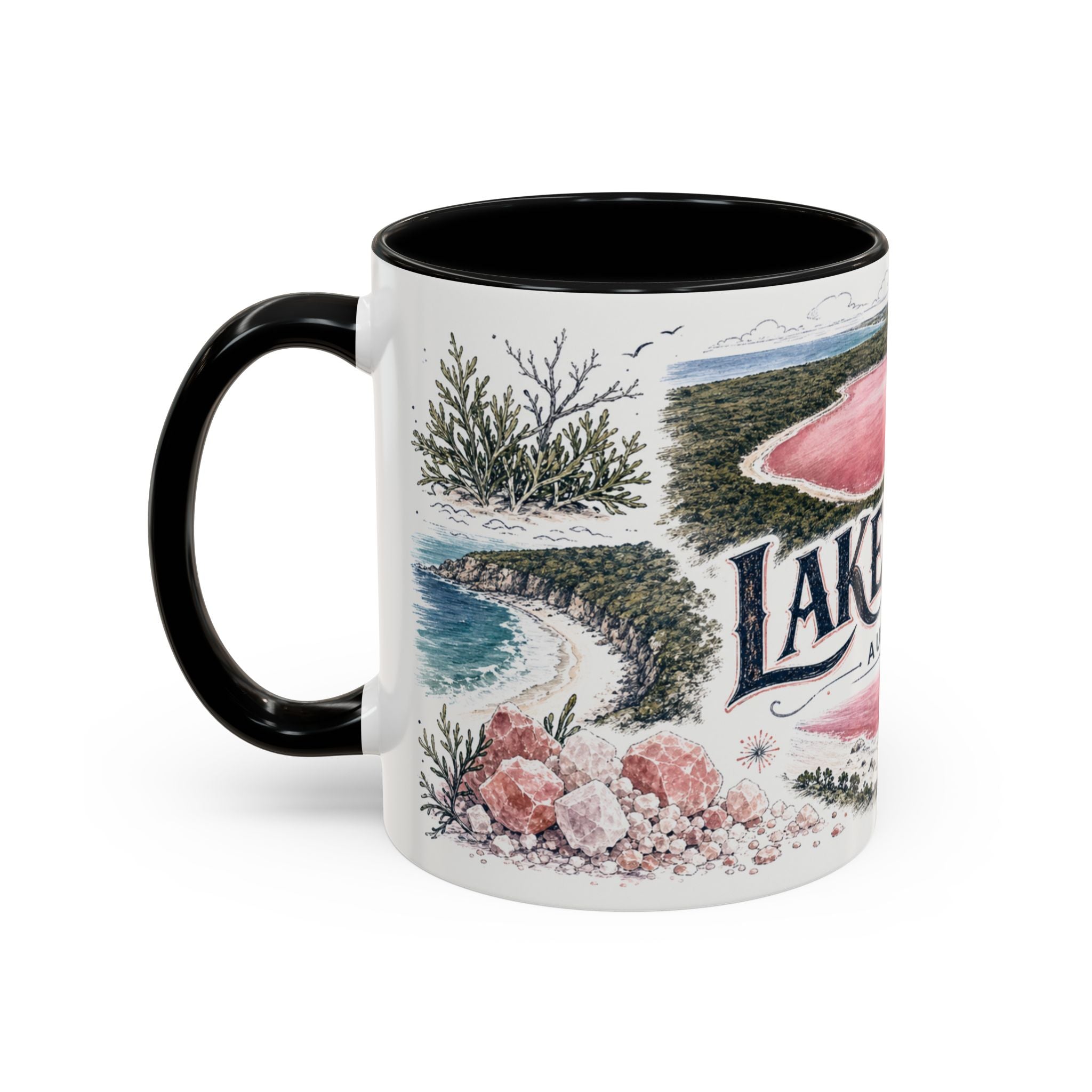Lake Hillier Mug, Australia Travel Souvenir, Bucket List Gift, Accent Ceramic Coffee Mug 11oz 15oz