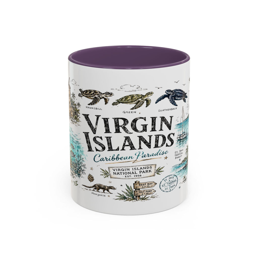 Virgin Islands National Park Coffee Mug | Caribbean Beach Snorkeling Reef Gift | Accent Color Ceramic 11oz 15oz