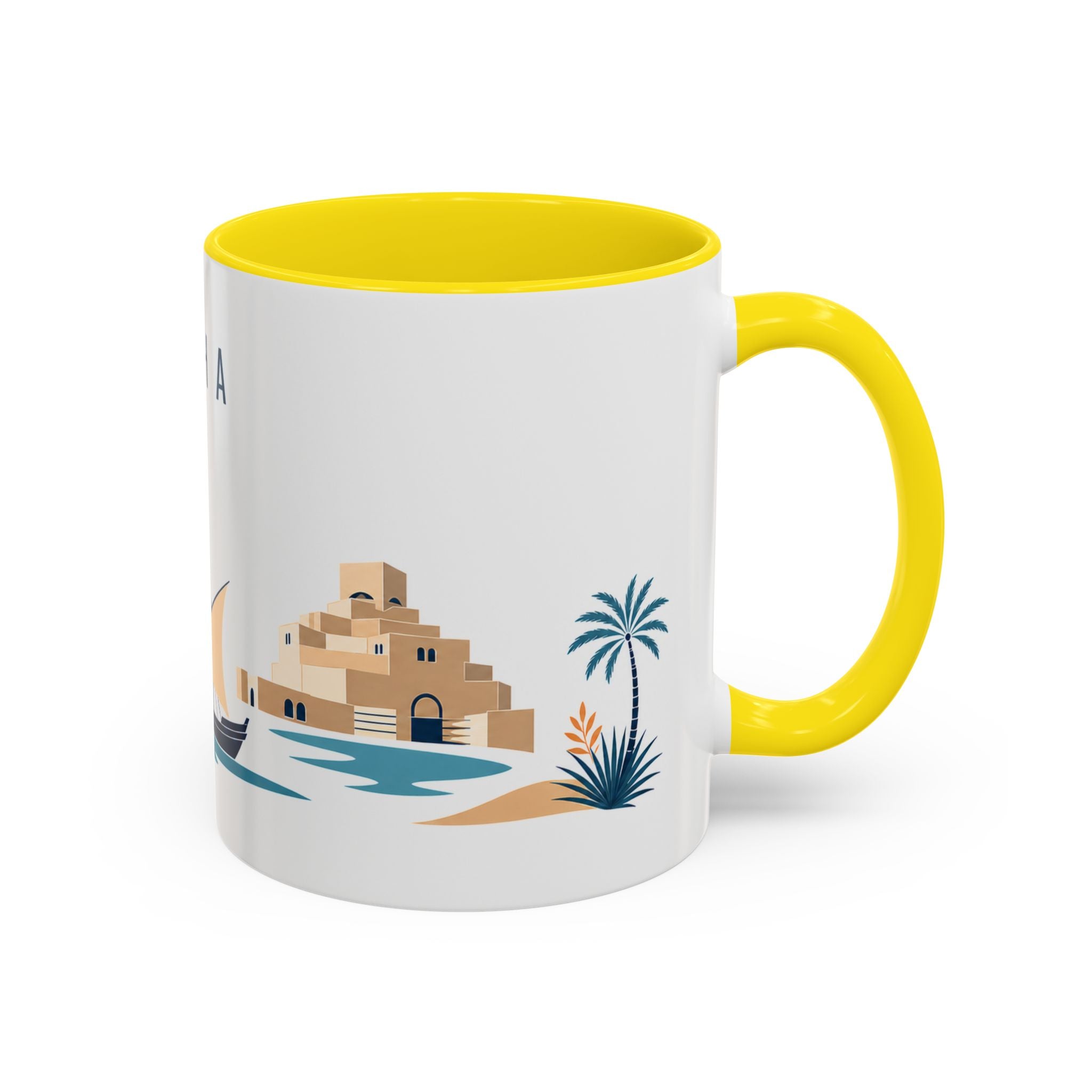 Doha Coffee Mug | Qatar Travel Souvenir | Porcelain Decal City Gift | 11oz 15oz Accent Mug
