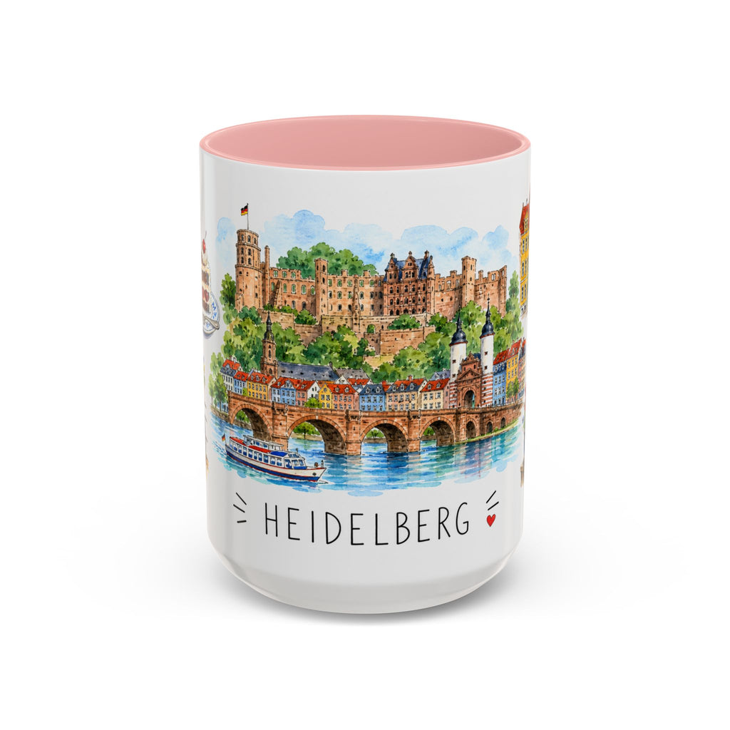 Heidelberg Illustrated Travel Mug | City Souvenir Accent Coffee Mug | 11oz 15oz Ceramic Cup