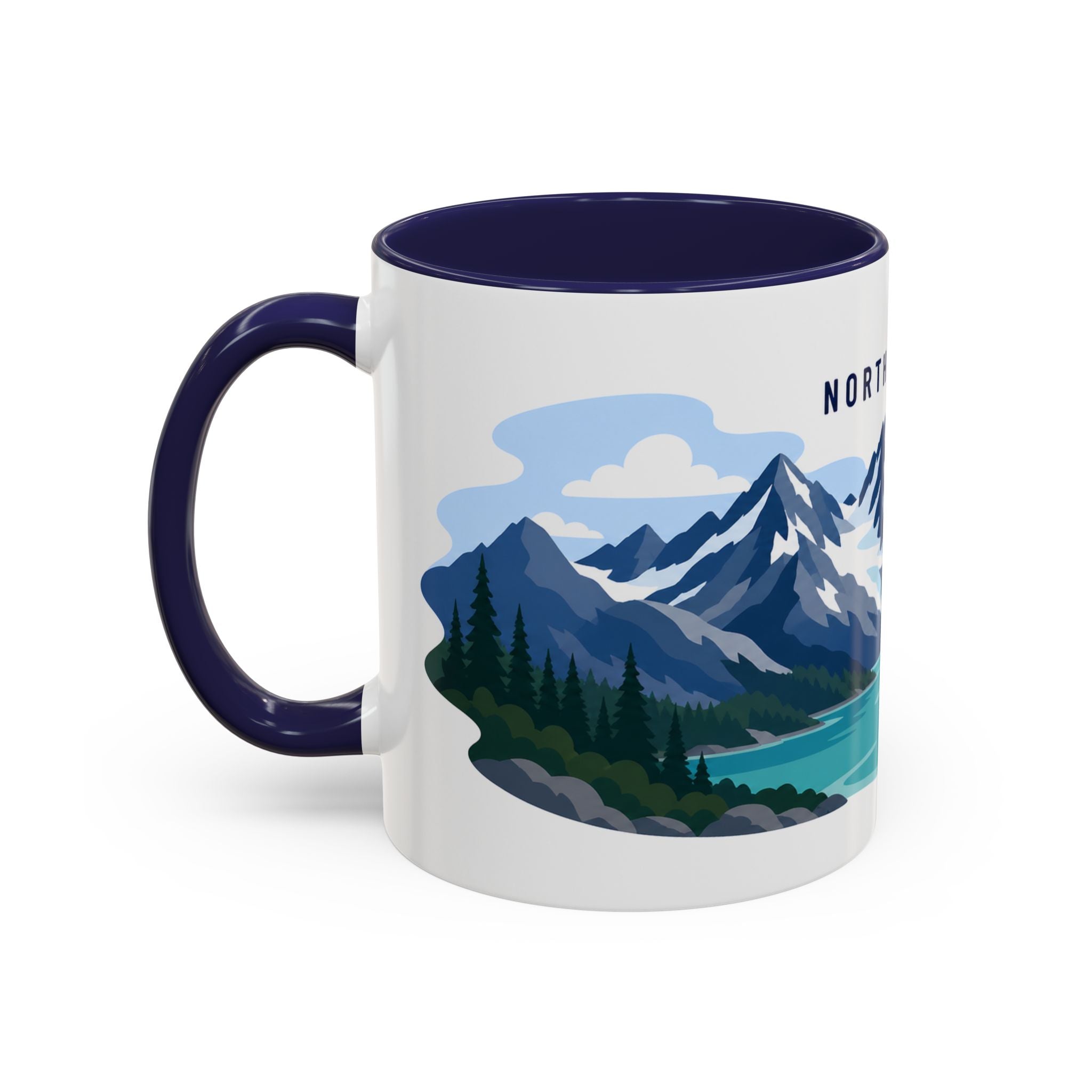 North Cascades National Park Coffee Mug | Solid Color Block Park Souvenir | 11oz 15oz Accent Mug