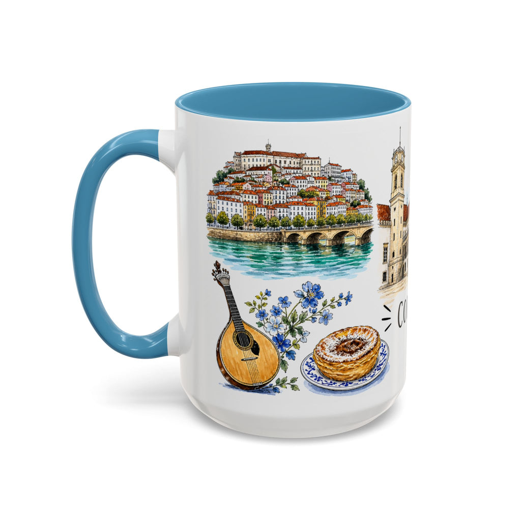 Coimbra Illustrated Travel Mug | City Souvenir Accent Coffee Mug | 11oz 15oz Ceramic Cup
