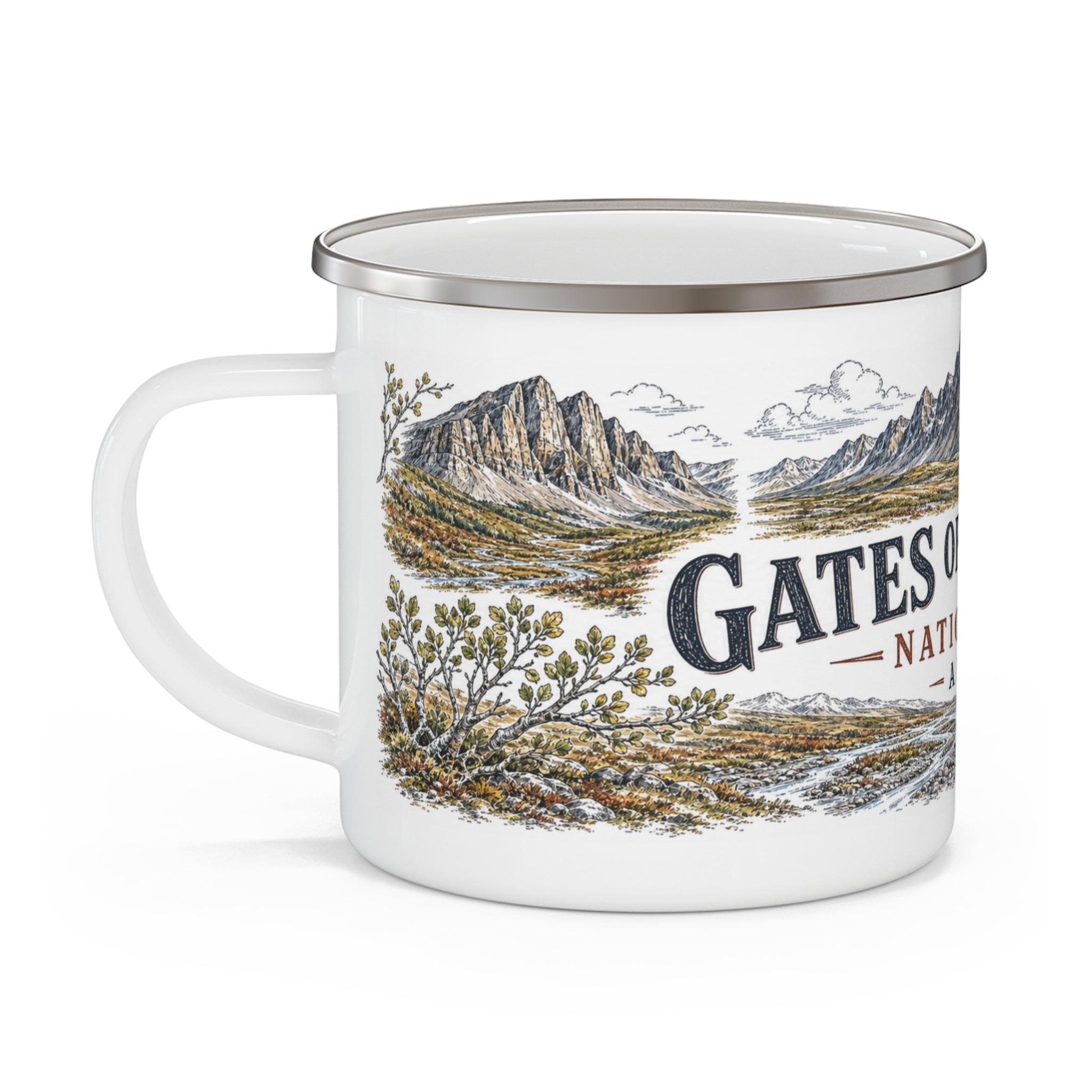 Gates of the Arctic National Park Vintage Enamel Camping Mug | 12oz National Park Hiking Gift