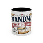 Grandma's Kitchen Hugs Coffee Mug | Gift From Grandkids | Accent Color Ceramic 11oz 15oz