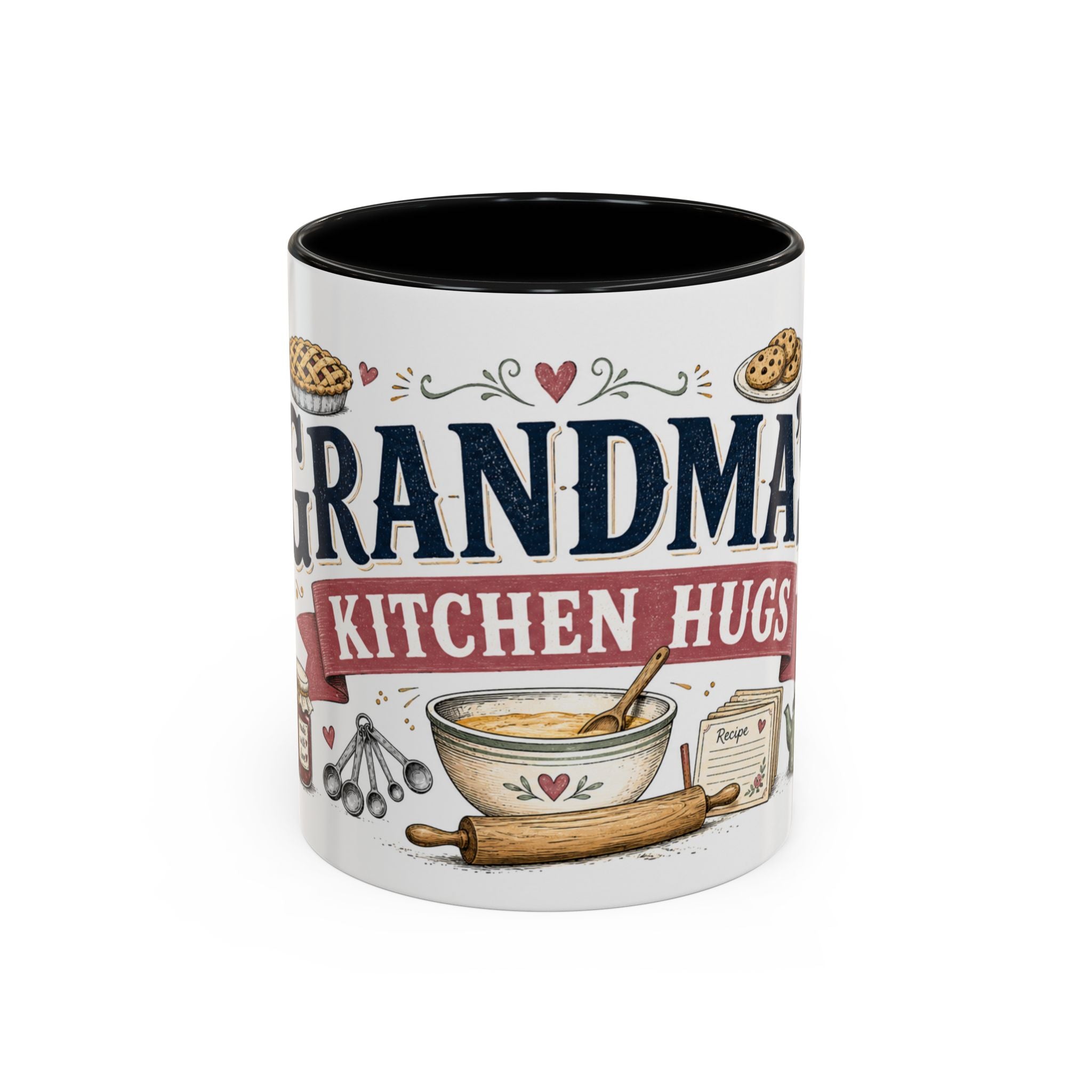 Grandma's Kitchen Hugs Coffee Mug | Gift From Grandkids | Accent Color Ceramic 11oz 15oz