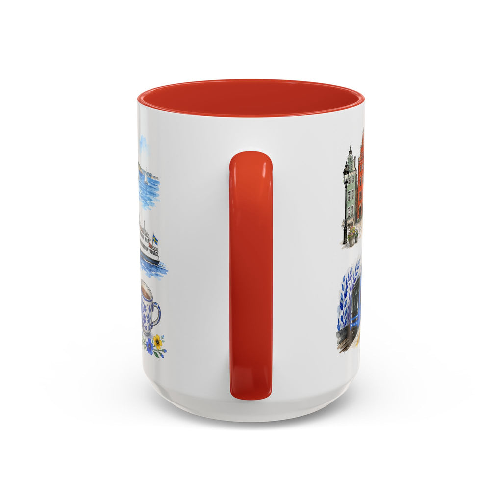 Stockholm Illustrated Travel Mug | City Souvenir Accent Coffee Mug | 11oz 15oz Ceramic Cup