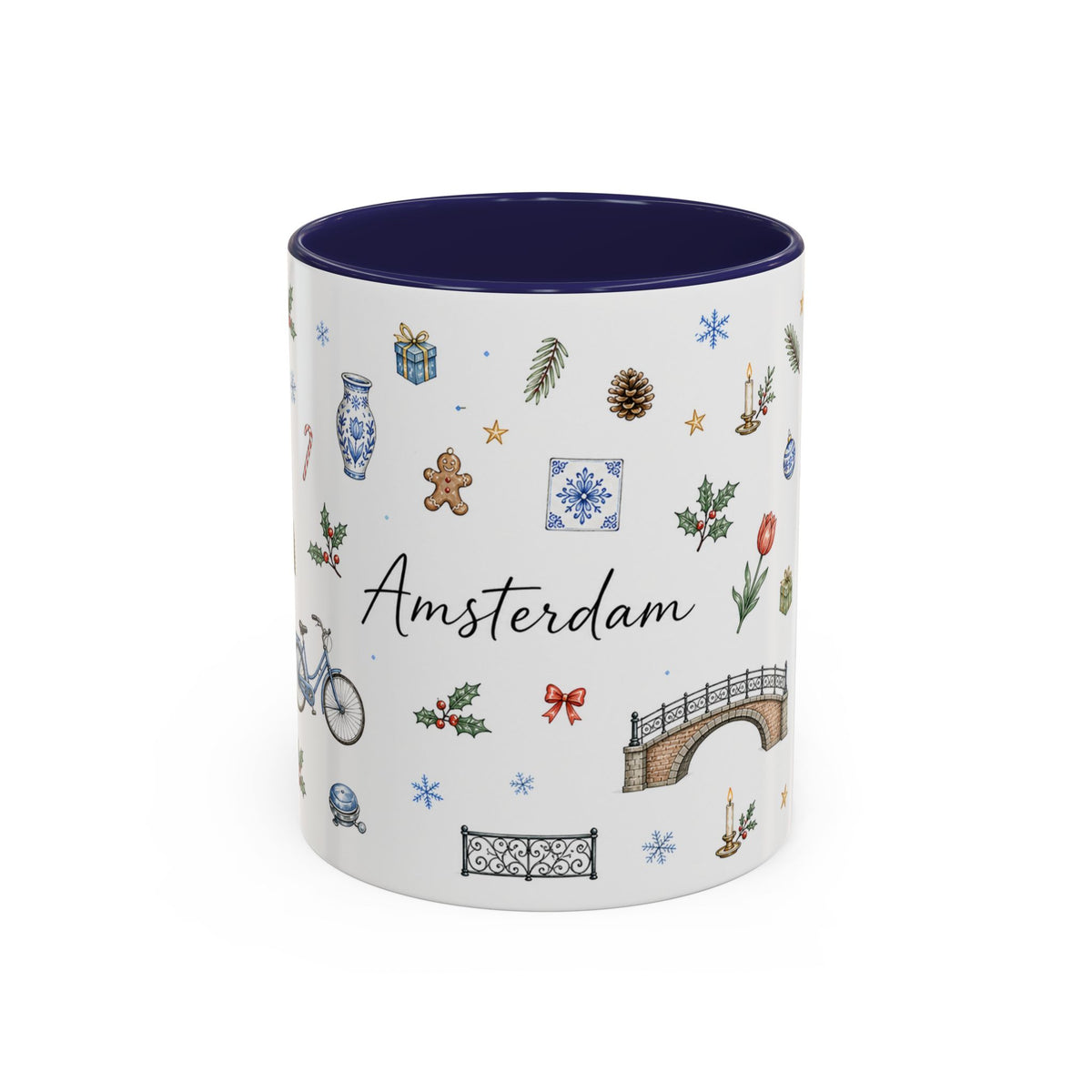 Amsterdam Christmas Watercolor Mug | Festive City Souvenir Coffee Cup