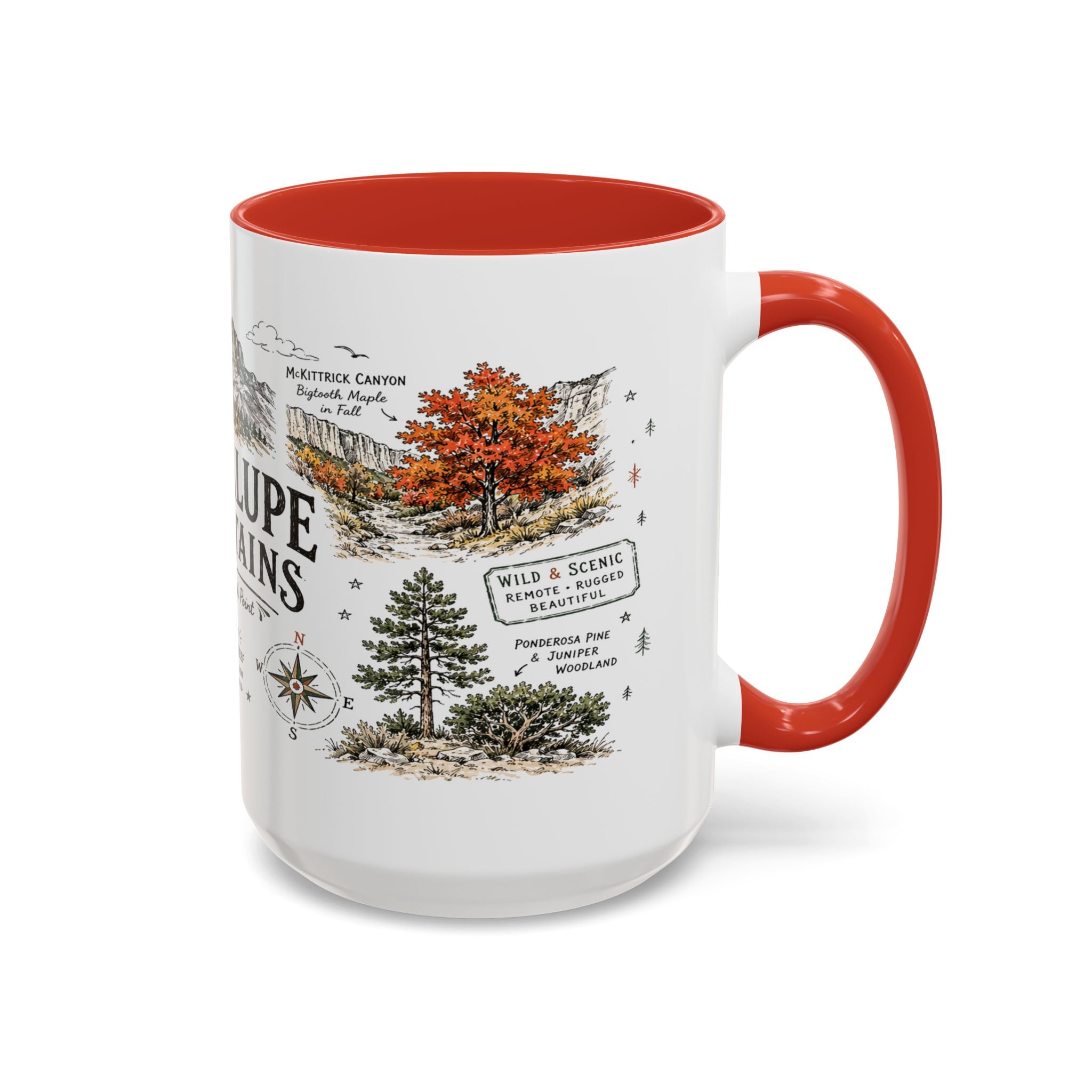 Guadalupe Mountains National Park Coffee Mug | Texas Desert Peaks Hiking Gift | Accent Color Ceramic 11oz 15oz