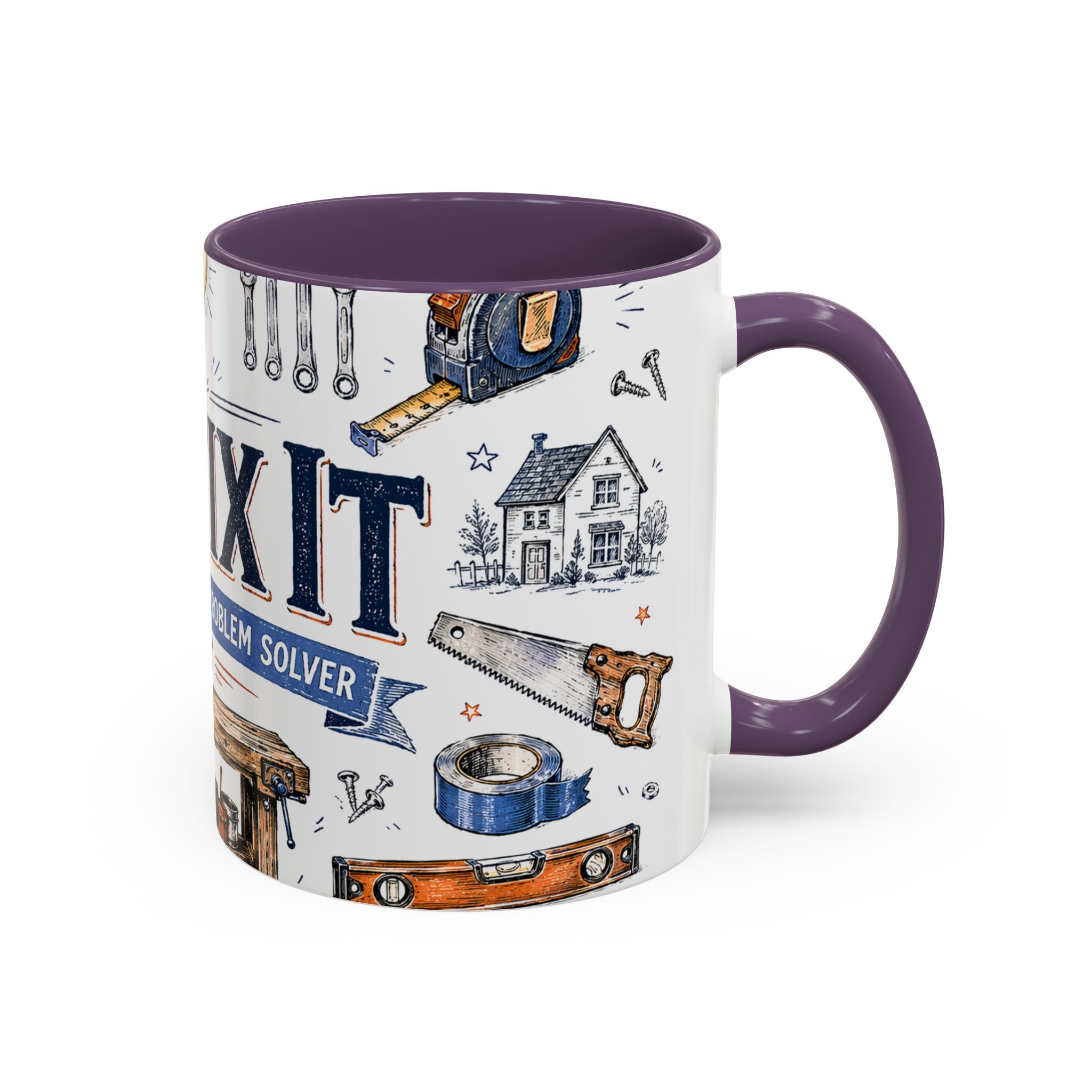 Mr Fix It Coffee Mug | Father's Day Gift for Dad | Accent Color Ceramic 11oz 15oz