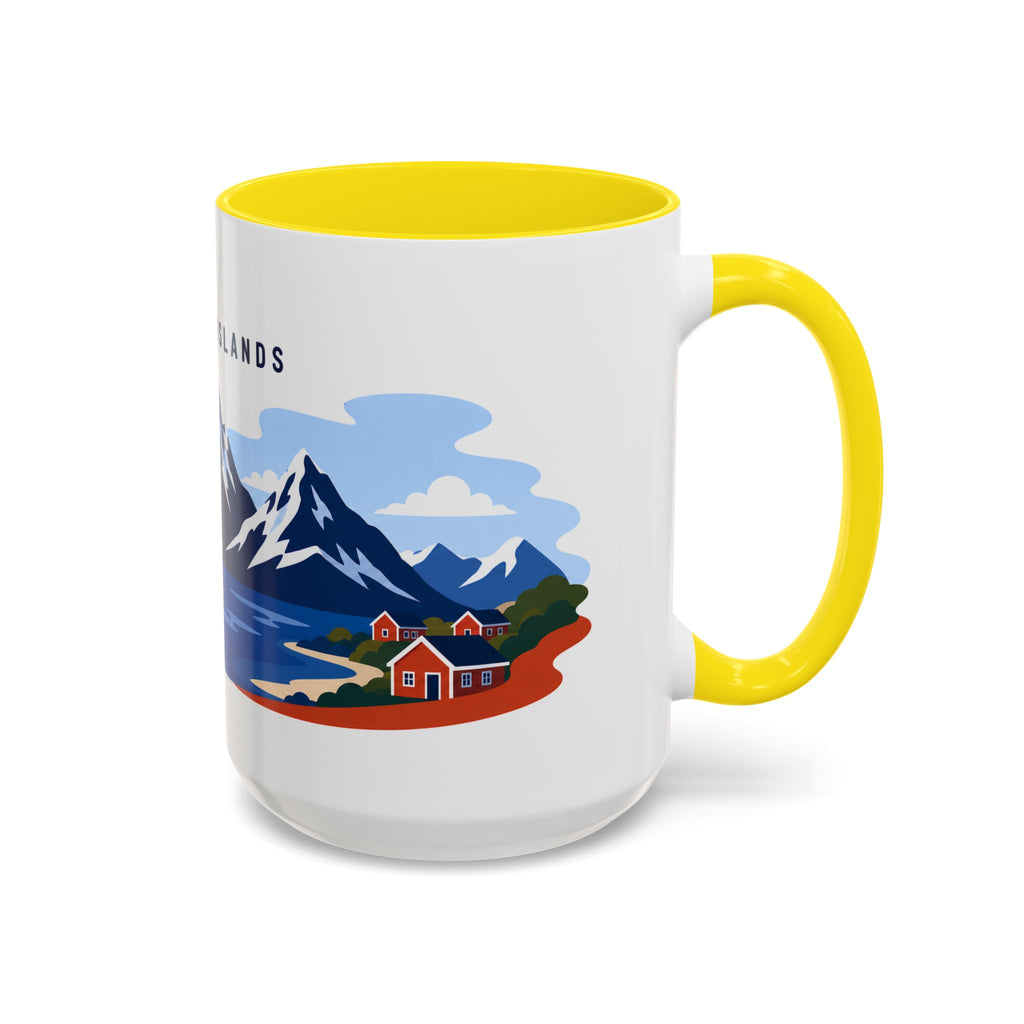 Lofoten Islands Coffee Mug | Travel Destination Souvenir Gift | Accent Color Ceramic 11oz 15oz