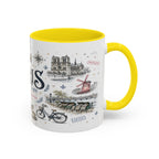 Paris Coffee Mug | France Souvenir Travel Gift | Accent Color Ceramic 11oz 15oz