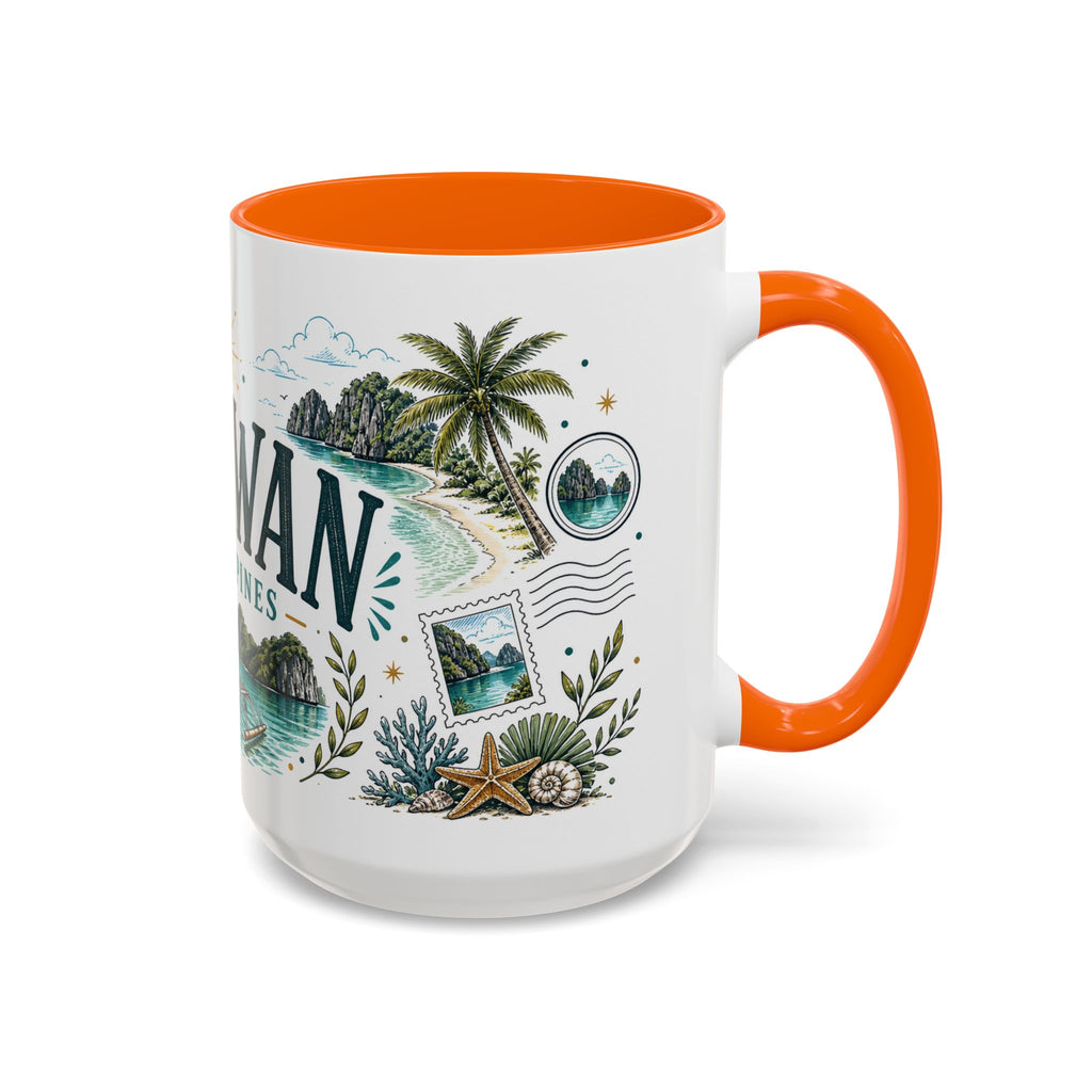 Palawan Coffee Mug | Travel Destination Souvenir Gift | Accent Color Ceramic 11oz 15oz