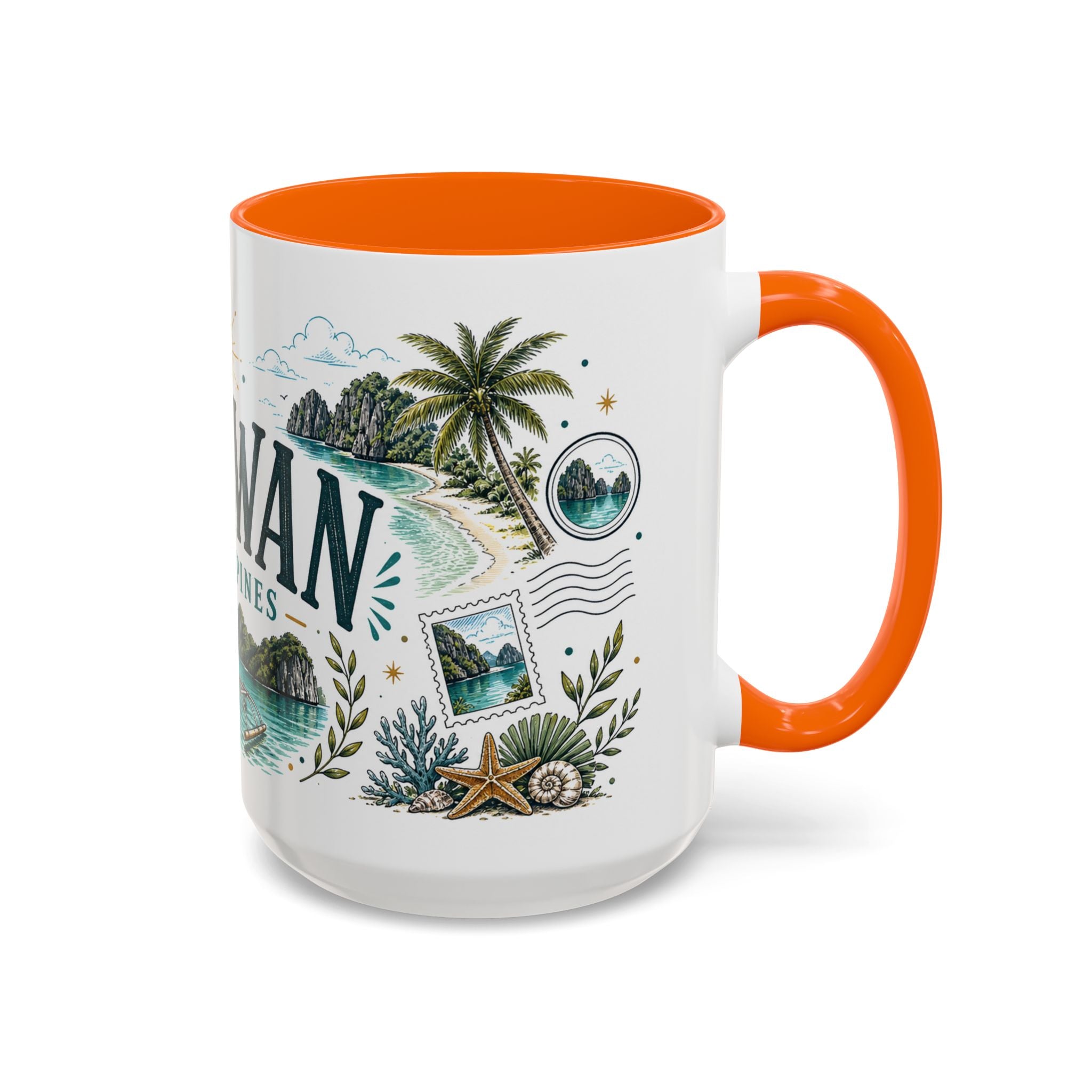 Palawan Coffee Mug | Travel Destination Souvenir Gift | Accent Color Ceramic 11oz 15oz