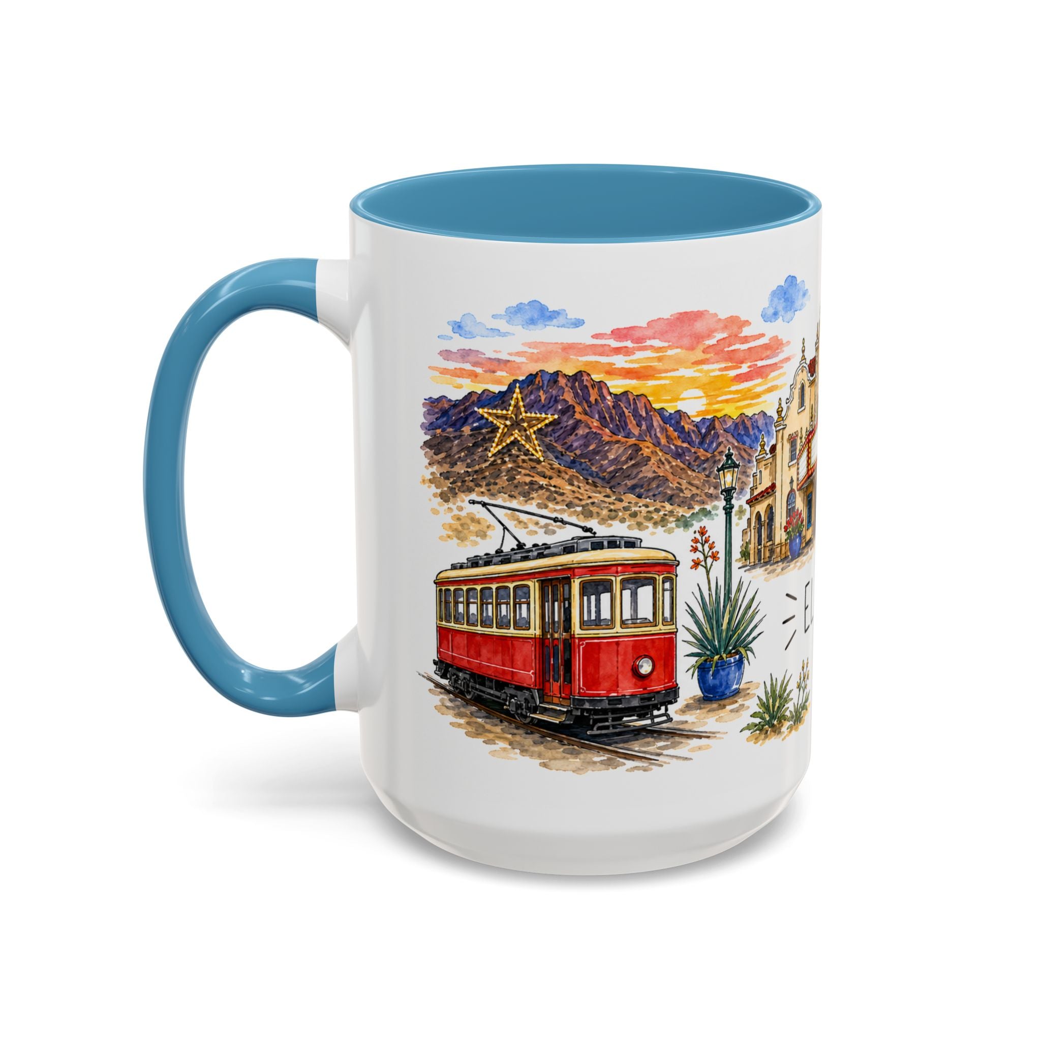 El Paso Illustrated Travel Mug | City Souvenir Accent Coffee Mug | 11oz 15oz Ceramic Cup