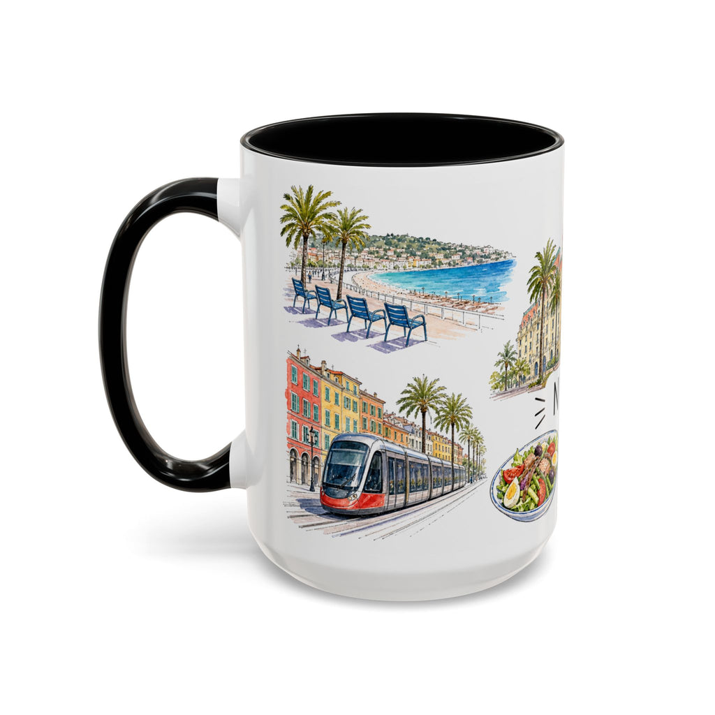 Nice Illustrated Travel Mug | City Souvenir Accent Coffee Mug | 11oz 15oz Ceramic Cup