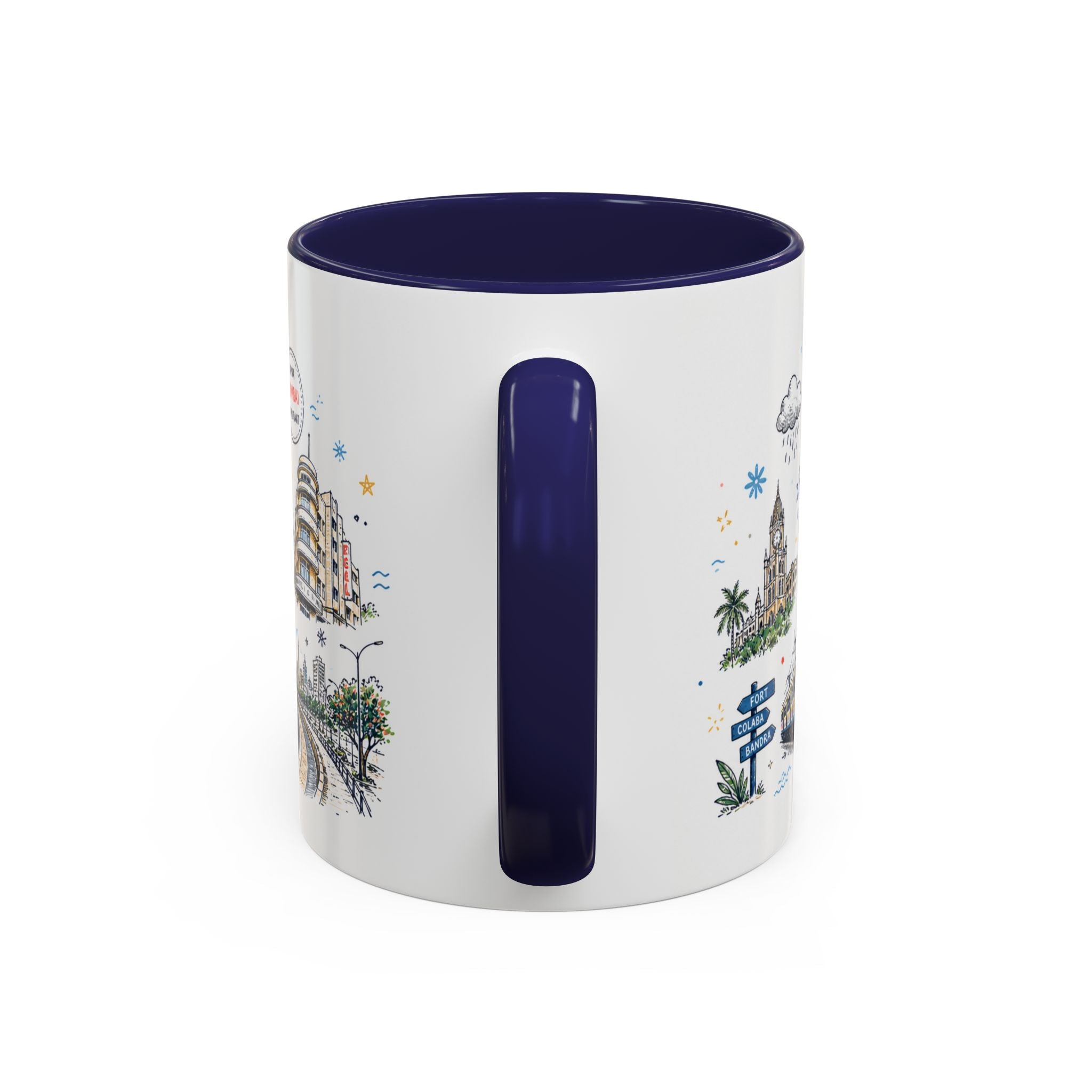 Mumbai Coffee Mug | India Souvenir Travel Gift | Accent Color Ceramic 11oz 15oz