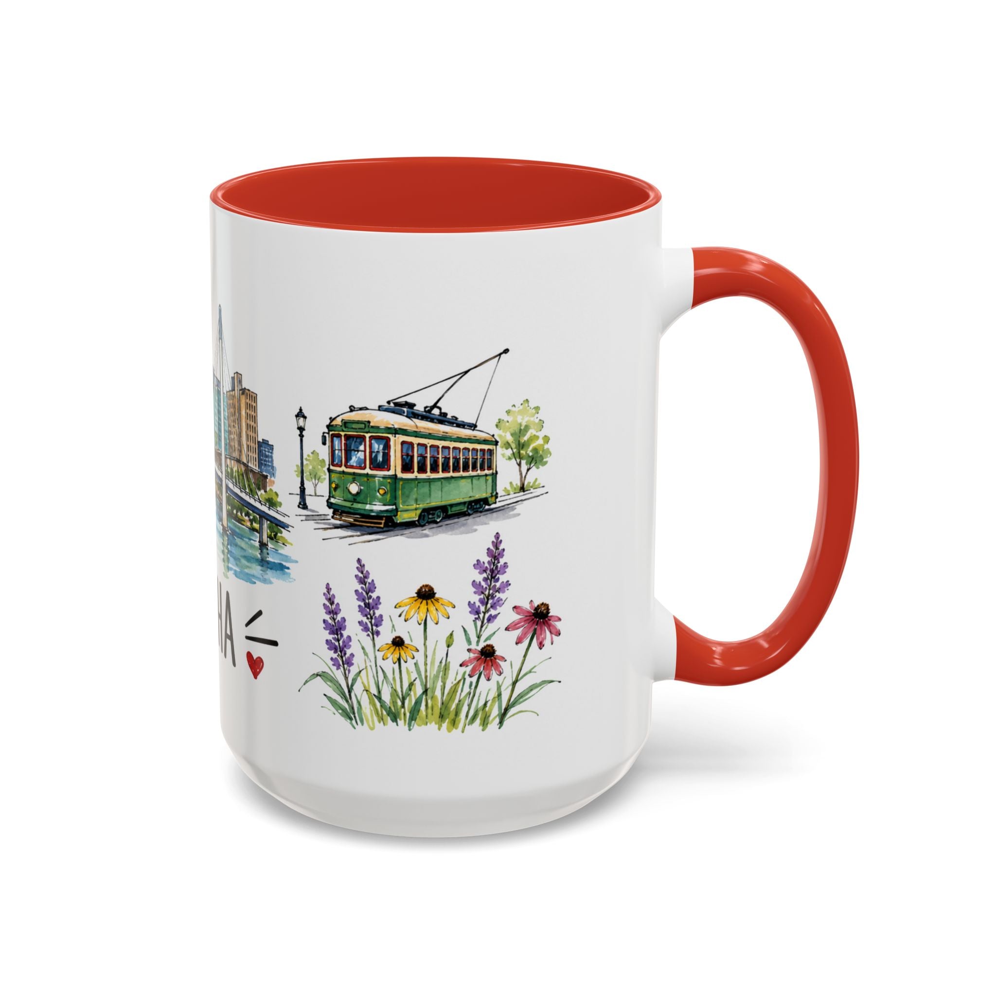 Omaha Illustrated Travel Mug | City Souvenir Accent Coffee Mug | 11oz 15oz Ceramic Cup