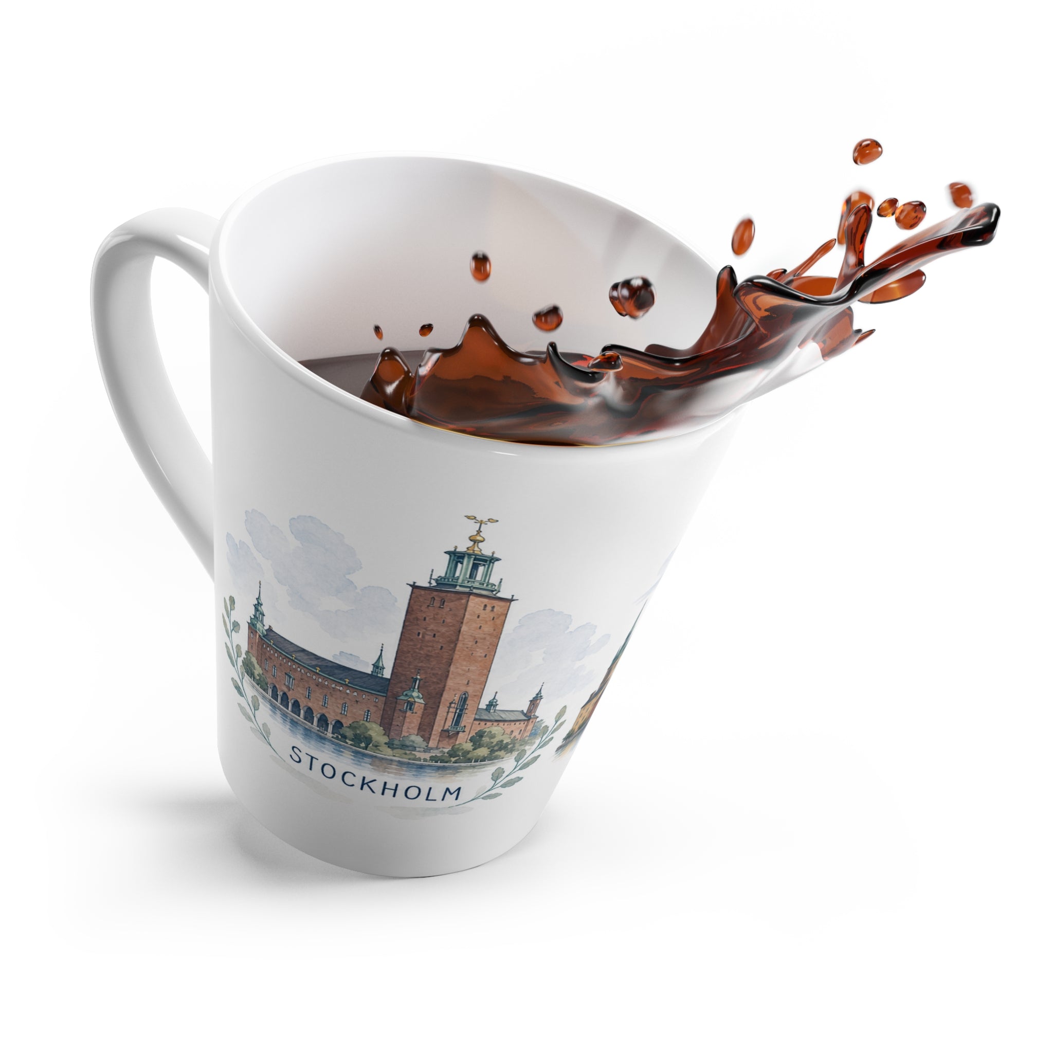 Stockholm Latte Mug | Watercolor City Travel Mug | 12 oz Ceramic Souvenir Gift