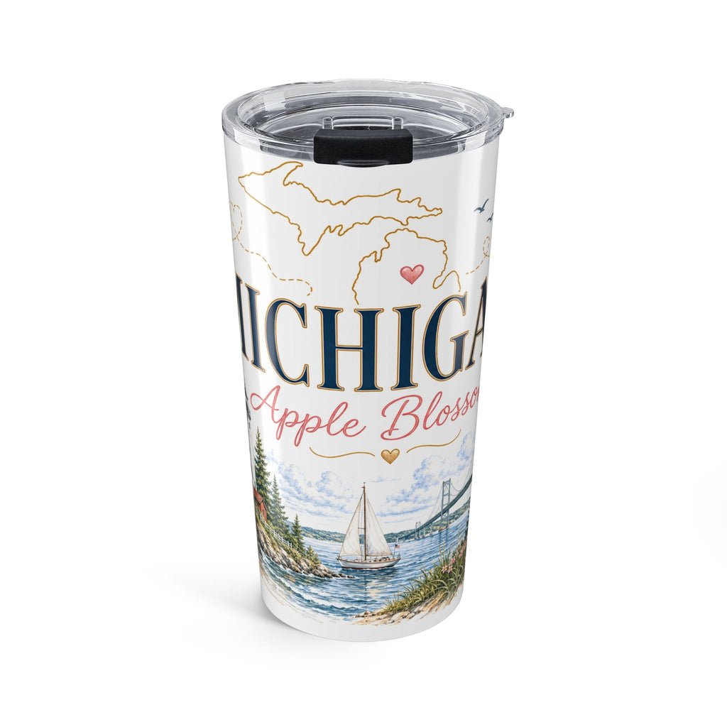 Michigan State Flower 20oz Tumbler | Apple Blossom Botanical State Flower Gift | Insulated Stainless Steel Travel Cup