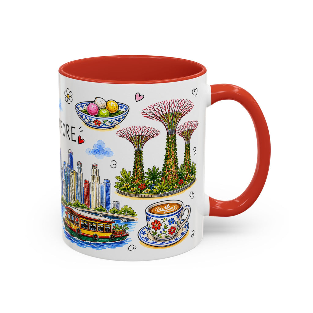 Singapore Illustrated Travel Mug | City Souvenir Accent Coffee Mug | 11oz 15oz Ceramic Cup