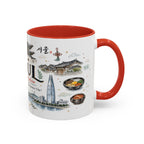 Seoul Coffee Mug | Korea Souvenir Travel Gift | Accent Color Ceramic 11oz 15oz