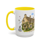 Bibury Illustrated Travel Mug | England Souvenir Accent Coffee Mug | 11oz 15oz Ceramic Cup