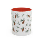 Maine White Pine Cone and Tassel Mug, State Flower Floral Coffee Cup, 11oz Botanical Gift